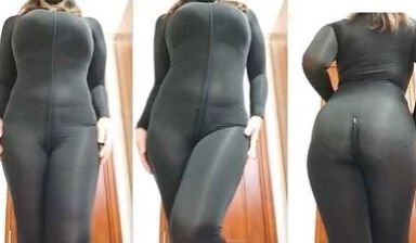 轻舞美少妇全黑束身衣.